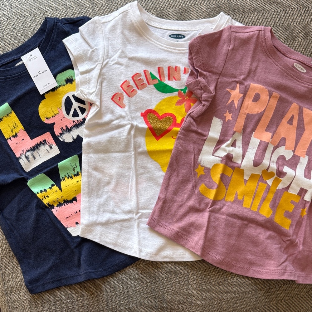 Old Navy Graphic T-Shirts - Navy, White, and Pink
